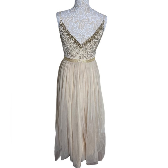 NWT Anthropologie BHLDN Avery Gown Strappy Beaded Bridesmaid - Picture 5 of 10